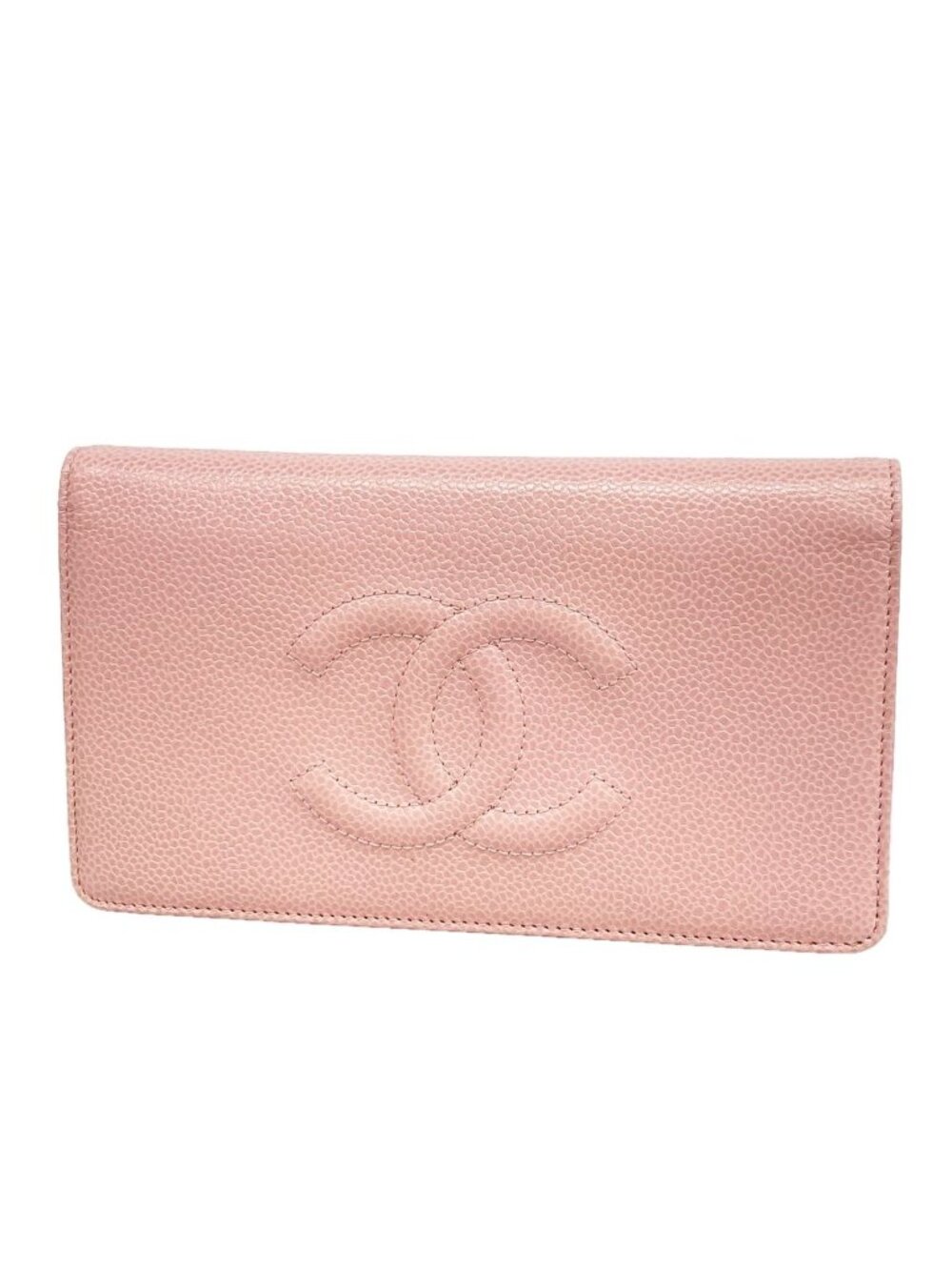 Chanel Wallet Caviar Leather Pink Silver